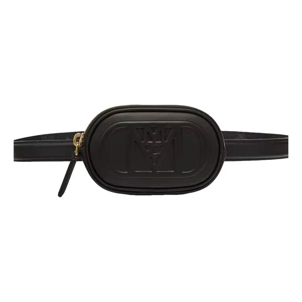 MCM Black Belt Bag with Embossed Design
